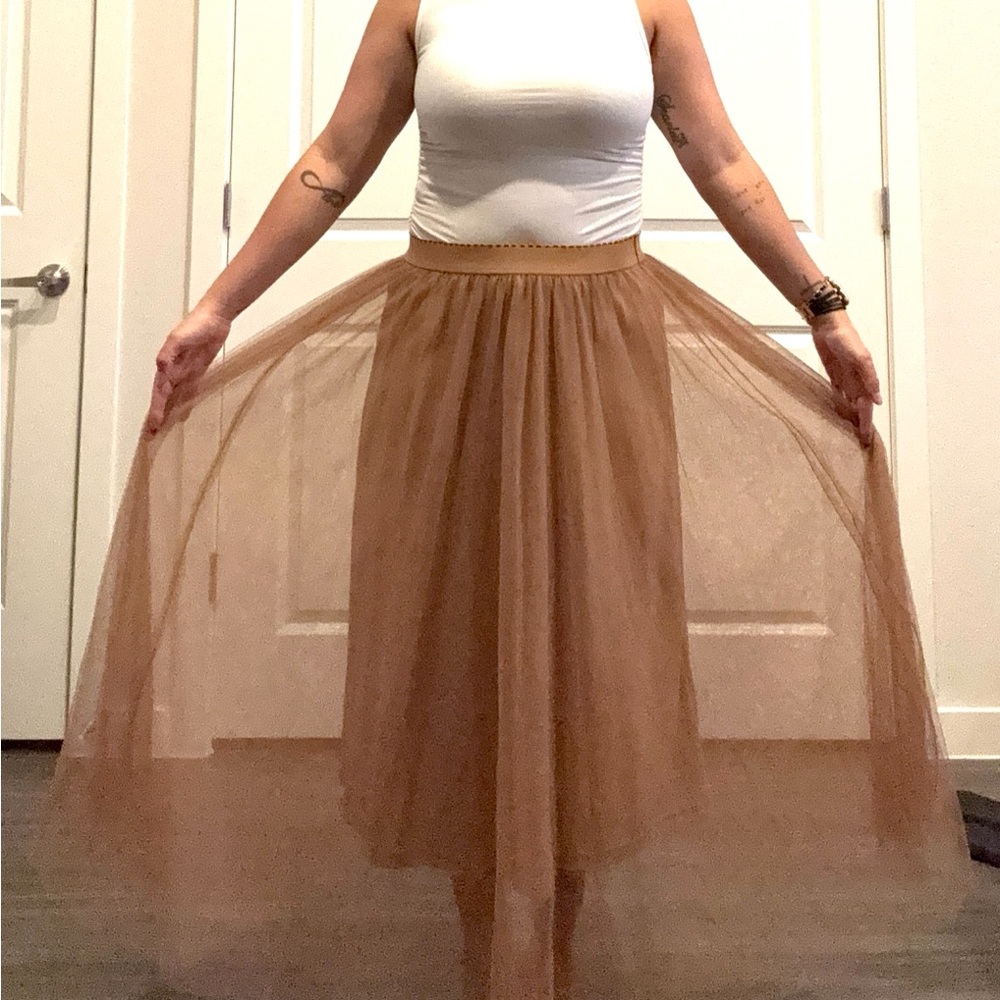 SHEIN Brown A-Line Mesh Skirt